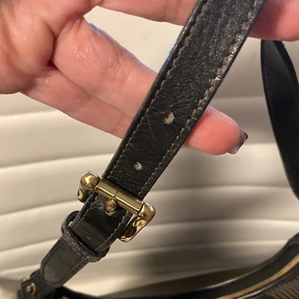 Dooney and Bourke Leather Black Gold Studded Shoulder Bag